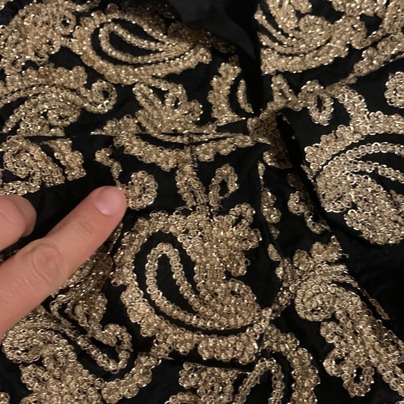 BARABAS Women’s Button Down Shirt Gold Paisley Embroidered Size S - Picture 9 of 10